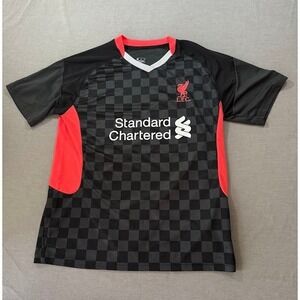 Liverpool FC Soccer Jersey Black Red Checkerboard Standard Chartered XL Blank